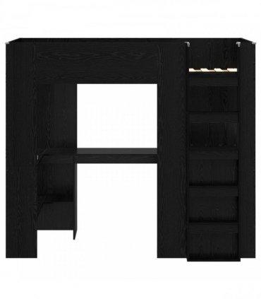 vidaXL Loft Bed Frame with Desk Black Oak 100 x 200 cm Engineered Wood