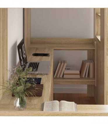 vidaXL Loft Bed Frame with Desk with Shelf Sonoma Oak 100 x 200 cm