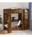 vidaXL Loft Bed Frame with Desk with Shelf Smoked Oak 100 x 200 cm