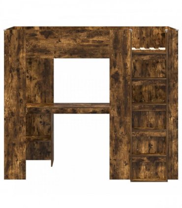 vidaXL Loft Bed Frame with Desk with Shelf Smoked Oak 100 x 200 cm