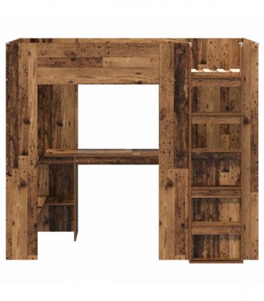 vidaXL Loft Bed Frame with Desk Old Wood 100 x 200 cm Engineered Wood