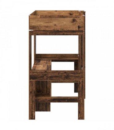 vidaXL Loft Bed Frame with Desk Old Wood 100 x 200 cm Engineered Wood