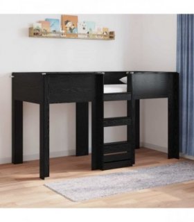 vidaXL Bunk Bed for Kids Black Oak 75 x 190 cm Engineered wood