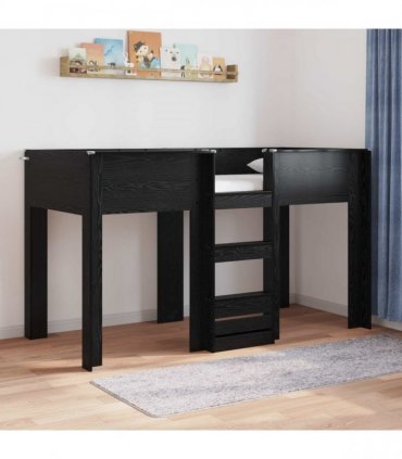 vidaXL Bunk Bed for Kids Black Oak 75 x 190 cm Engineered wood