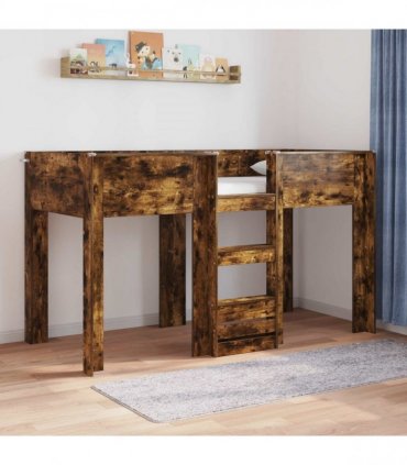 vidaXL Bunk Bed for Kids Smoked Oak 75 x 190 cm Engineered wood