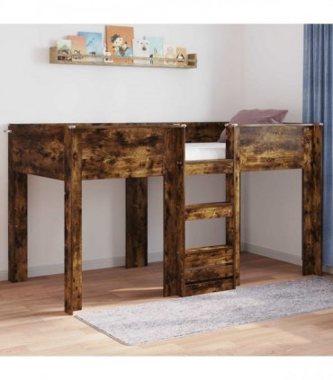 vidaXL Bunk Bed for Kids Smoked Oak 80 x 200 cm Engineered wood