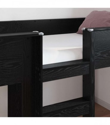 vidaXL Bunk Bed for Kids Black Oak 90 x 200 cm Engineered wood