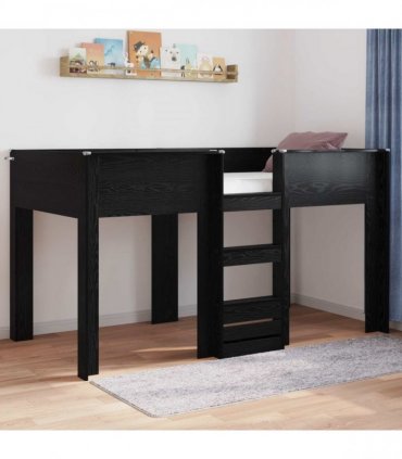 vidaXL Bunk Bed for Kids Black Oak 100 x 200 cm Engineered wood