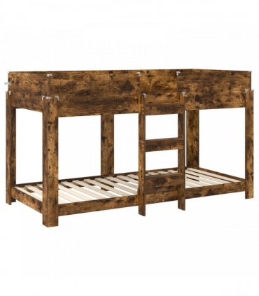 vidaXL Bunk Bed for Kids Smoked Oak 100 x 200 cm Engineered Wood