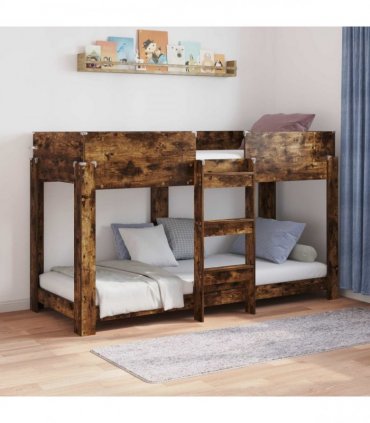 vidaXL Bunk Bed for Kids Smoked Oak 75 x 190 cm Engineered Wood