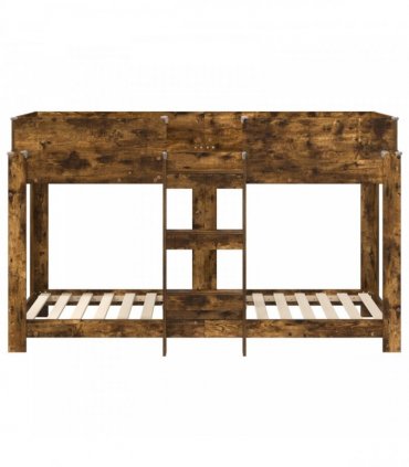 vidaXL Bunk Bed for Kids Smoked Oak 75 x 190 cm Engineered Wood