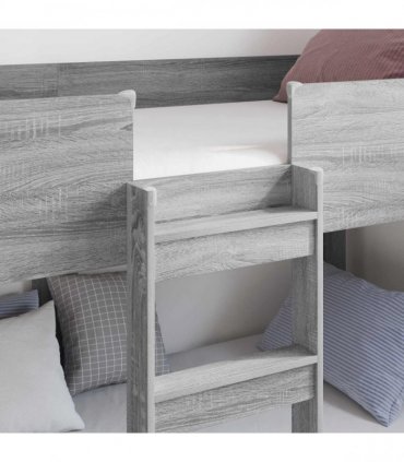 vidaXL Bunk Bed for Kids Grey Sonoma 75 x 190 cm Engineered Wood