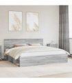 vidaXL Bed Frame Grey Sonoma 200 x 200 cm Solid Pine Wood