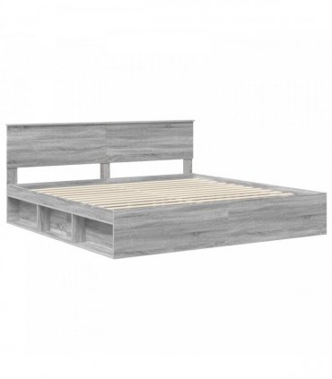 vidaXL Bed Frame Grey Sonoma 200 x 200 cm Solid Pine Wood