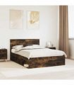 vidaXL Bed Frame Smoked Oak 140 x 200 cm Solid Pine Wood