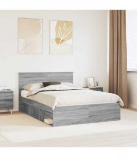 vidaXL Bed Frame Grey Sonoma 140 x 200 cm Solid Pine Wood