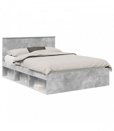 vidaXL Bed Frame Concerte Grey 135 x 190 cm Solid Pine Wood