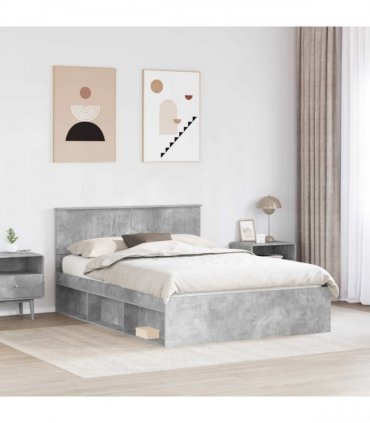 vidaXL Bed Frame Concerte Grey 135 x 190 cm Solid Pine Wood