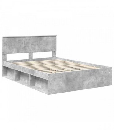 vidaXL Bed Frame Concerte Grey 135 x 190 cm Solid Pine Wood