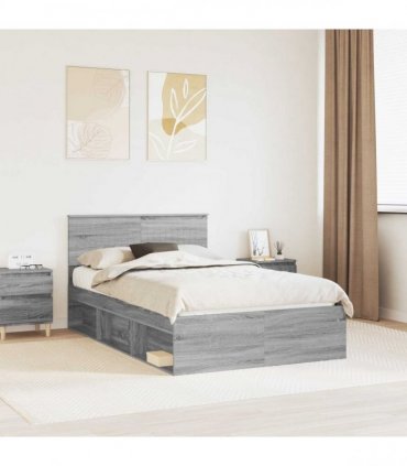vidaXL Bed Frame Grey Sonoma 120 x 200 cm Solid Pine Wood