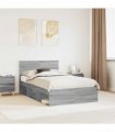 vidaXL Bed Frame Grey Sonoma 120 x 200 cm Solid Pine Wood