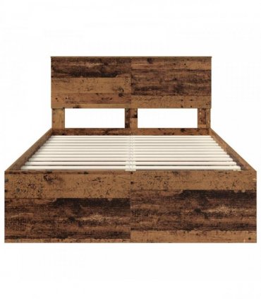 vidaXL Bed Frame with Headboard Old Wood 120 x 200 cm Solid Pine Wood