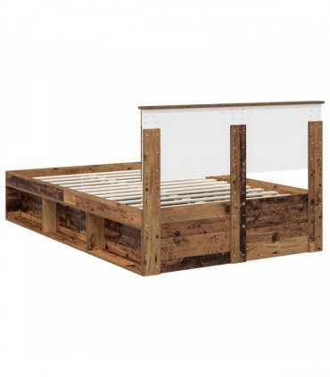 vidaXL Bed Frame with Headboard Old Wood 120 x 200 cm Solid Pine Wood