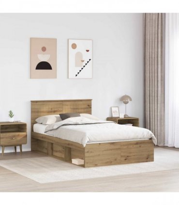 vidaXL Bed Frame Artisan Oak 120 x 200 cm Solid Pine Wood