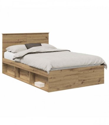 vidaXL Bed Frame Artisan Oak 120 x 190 cm Solid Pine Wood