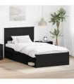 vidaXL Bed Frame with Headboard Black 100 x 200 cm Solid Pine Wood