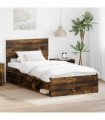 vidaXL Bed Frame Smoked Oak 100 x 200 cm Solid Pine Wood