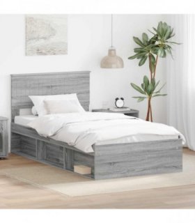 vidaXL Bed Frame Grey Sonoma 100 x 200 cm Solid Pine Wood