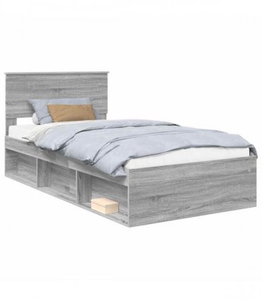 vidaXL Bed Frame Grey Sonoma 100 x 200 cm Solid Pine Wood