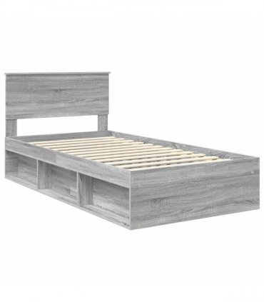 vidaXL Bed Frame Grey Sonoma 100 x 200 cm Solid Pine Wood
