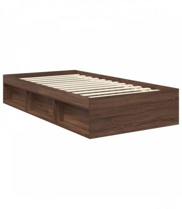 vidaXL Bed Frame with Headboard Brown Oak 100 x 200 cm Solid Pine Wood