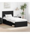 vidaXL Bed Frame with Headboard Black 90 x 200 cm Solid Pine Wood