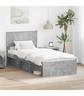 vidaXL Bed Frame Concrete Grey 90 x 200 cm Solid Pine Wood