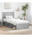 vidaXL Bed Frame Concrete Grey 90 x 200 cm Solid Pine Wood