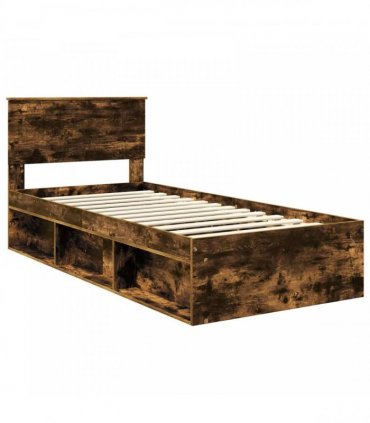 vidaXL Bed Frame Smoked Oak 90 x 200 cm Solid Pine Wood