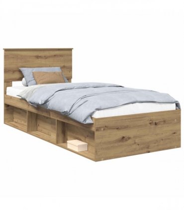 vidaXL Bed Frame Artisan Oak 90 x 200 cm Solid Pine Wood