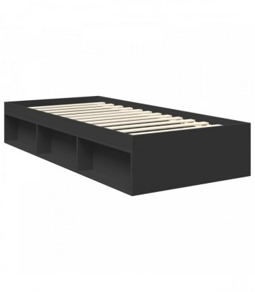 vidaXL Bed Frame with Headboard Black 90 x 190 cm Solid Pine Wood