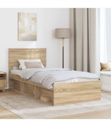 vidaXL Bed Frame Sonoma Oak 90 x 190 cm Solid Pine Wood