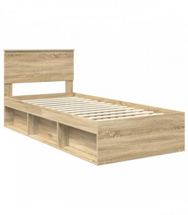 vidaXL Bed Frame Sonoma Oak 90 x 190 cm Solid Pine Wood