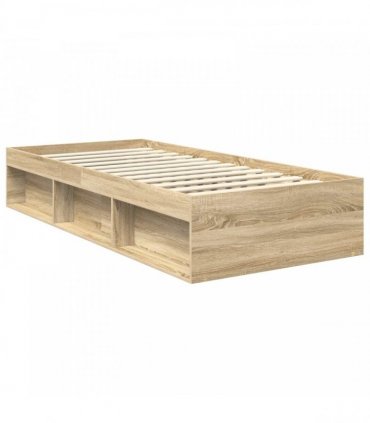 vidaXL Bed Frame Sonoma Oak 90 x 190 cm Solid Pine Wood