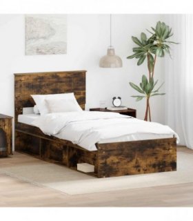 vidaXL Bed Frame Smoked Oak 90 x 190 cm Solid Pine Wood