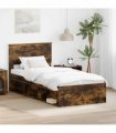 vidaXL Bed Frame Smoked Oak 90 x 190 cm Solid Pine Wood