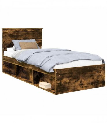vidaXL Bed Frame Smoked Oak 90 x 190 cm Solid Pine Wood