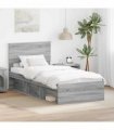 vidaXL Bed Frame Grey Sonoma 90 x 190 cm Solid Pine Wood