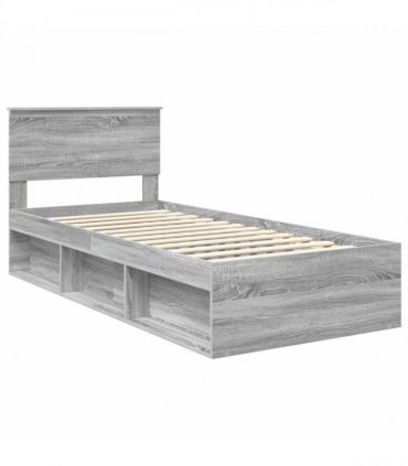 vidaXL Bed Frame Grey Sonoma 90 x 190 cm Solid Pine Wood