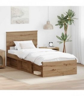 vidaXL Bed Frame Artisian Oak 90 x 190 cm Solid Pine Wood